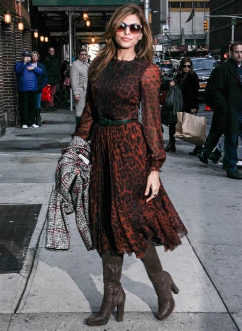 eva mendes prada boots|Eva Mendes leopard print dress.